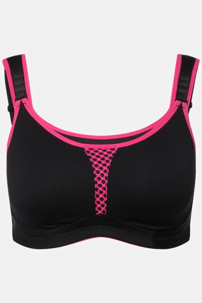 Mesh Inset Double Layer Adjustable Cup Wirefree Sports Bra