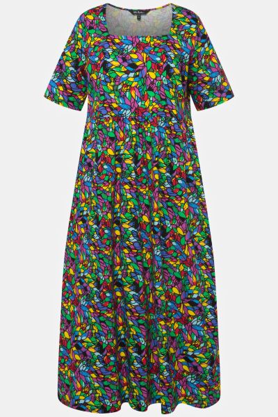 Vibrant Stain Glass Empire Knit Dress