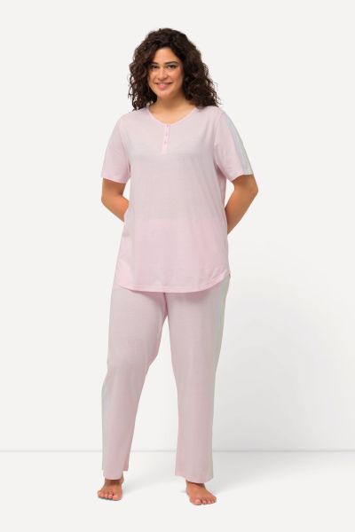 Stripe Shoulder Cotton Pajama Set