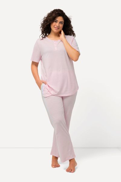 Stripe Shoulder Cotton Pajama Set