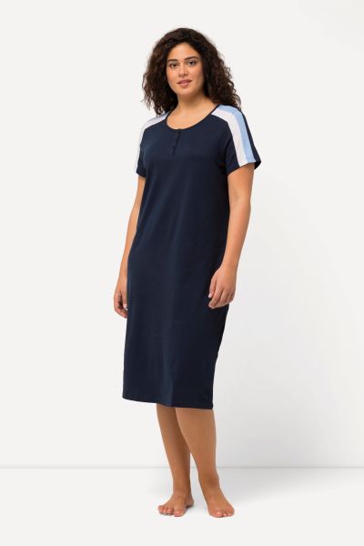 Stripe Shoulder Short Sleeve Nightgown