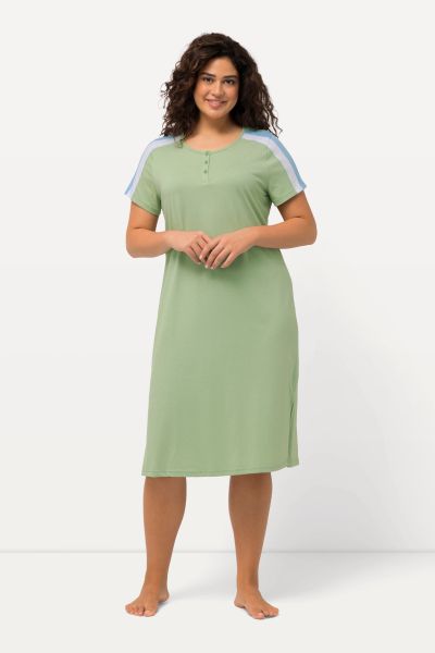 Stripe Shoulder Short Sleeve Nightgown