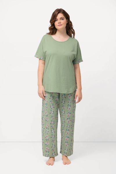 Floral Trim Pajama Set