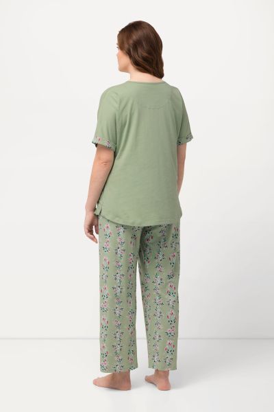 Floral Trim Pajama Set