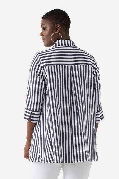 Stripe A-line Tunic Blouse