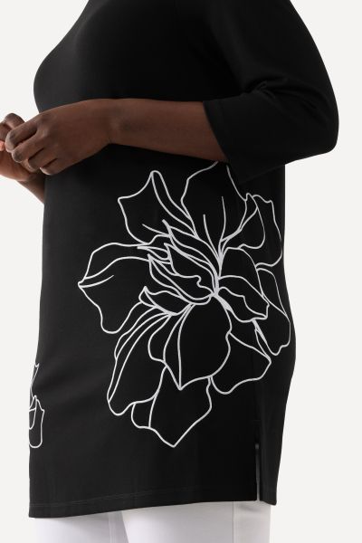 Floral Embroidery Longline Sweatshirt