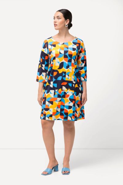 Graphic Dot Print Punto di Roma Knit Tunic Dress