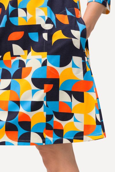 Graphic Dot Print Punto di Roma Knit Tunic Dress