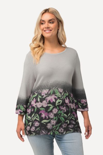 Пуловер с омбре цветя