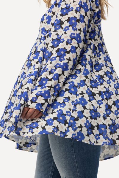 Floral Print Swing Long Sleeve Tunic Blouse