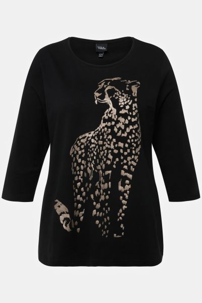 Leopard Front Print Stretch Tee