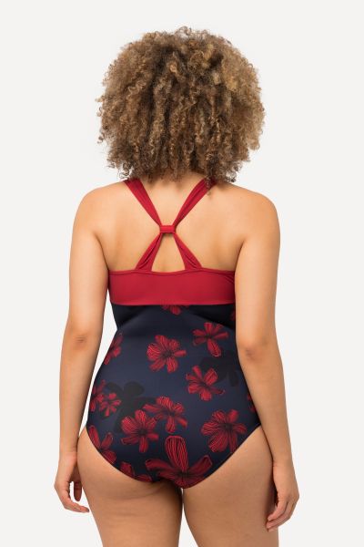 Colorblock Floral Bottom One Piece Swimsuit