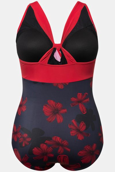 Colorblock Floral Bottom One Piece Swimsuit