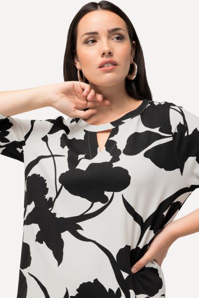 Large Floral Print Stretch Tee