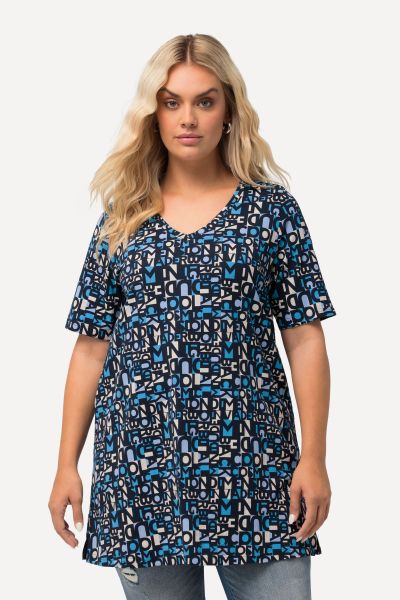 Letter Print A-line Knit Tunic