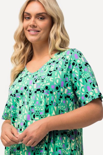 Letter Print A-line Knit Tunic