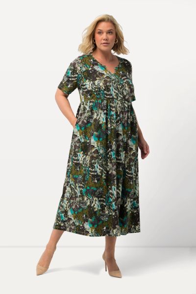 Tropical Print Knit A-line Empire Dress