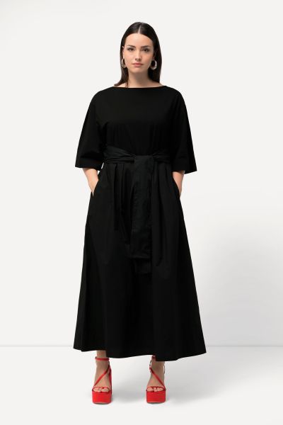 Mixed Fabric Short Sleeve Maxi Dress