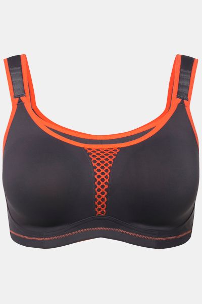 Mesh Inset Double Layer Adjustable Cup Wirefree Sports Bra