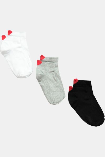 3 Pack Heart Tab Sneaker Socks