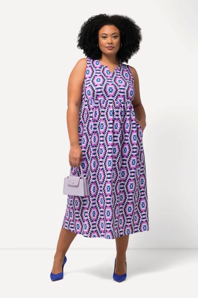 Ikat Print Tank Empire A-line Pocket Knit Dress