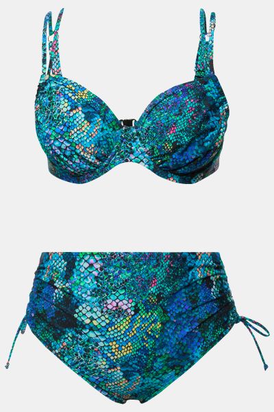 Colorful Snake Print Bikini Set with Underwire