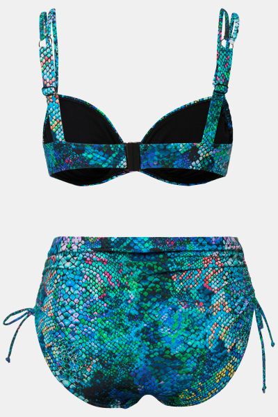 Colorful Snake Print Bikini Set with Underwire