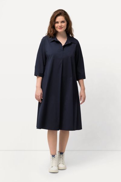 Collared A-Line 3/4 Sleeve Dress