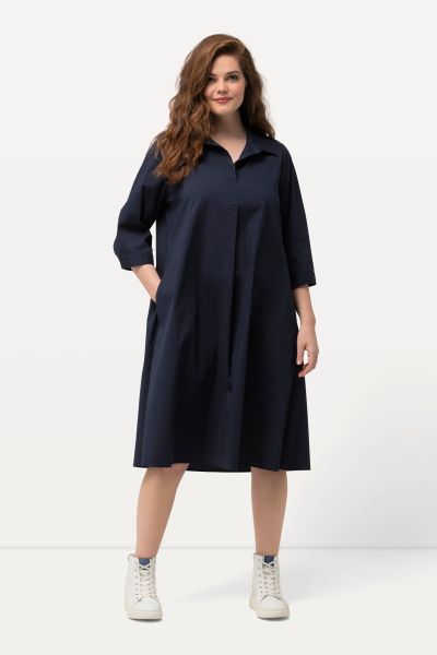 Collared A-Line 3/4 Sleeve Dress