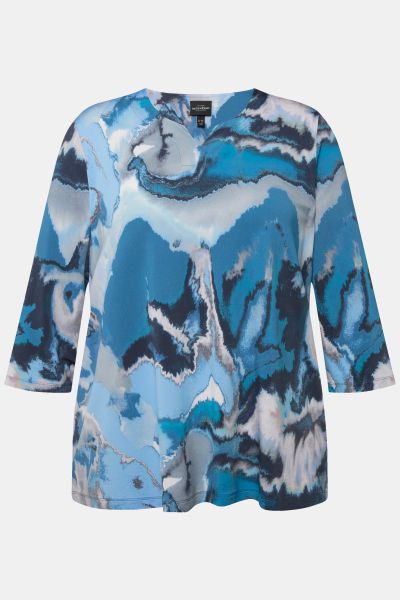Marbled Stretch Blend 3/4 Sleeve Blouse