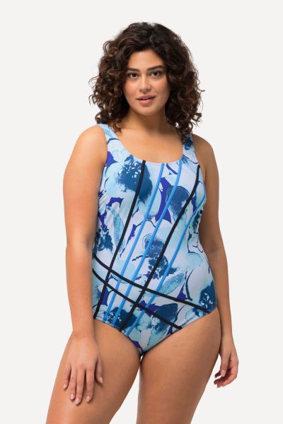 Floral Racing Stripe Swimsuit