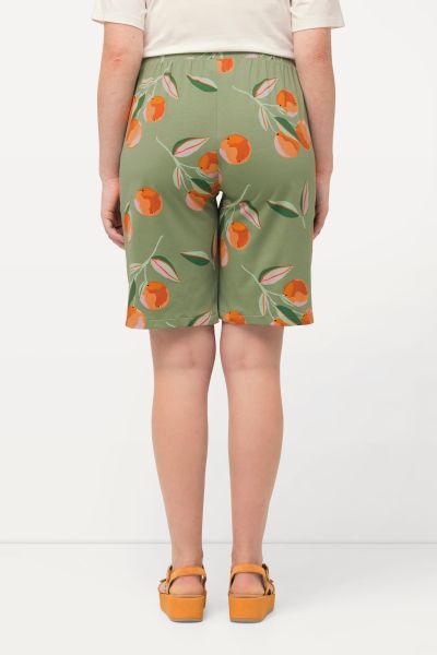 Eco Cotton Peach Print Elastic Waist Shorts
