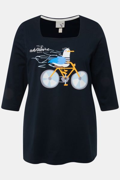 Тениска с принт на колело