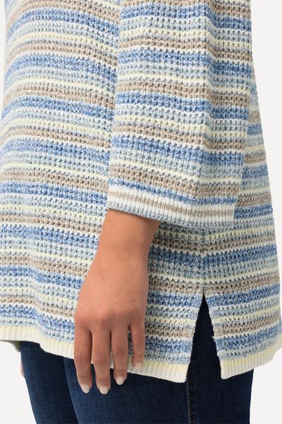 Striped Knit 3/4 Sleeve Sweater