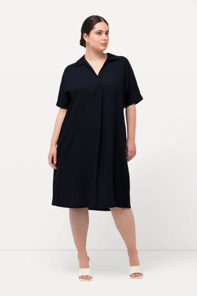 Collared Short Sleeve A-Line Dress