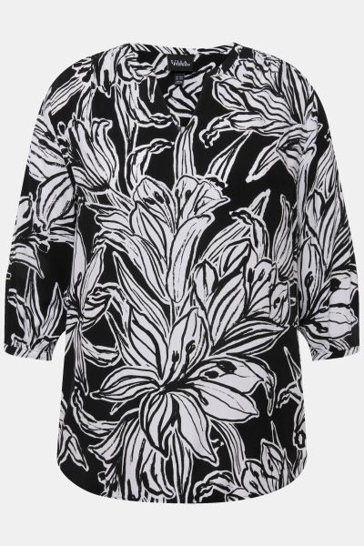 Блуза с принт на лилии