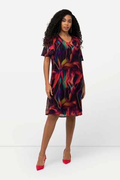 Colorful Layered Short Sleeve Chiffon Dress