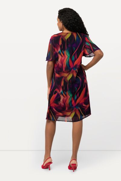 Colorful Layered Short Sleeve Chiffon Dress