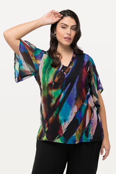 Colorful Wing Sleeve Blouse