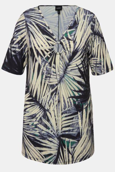 Тениска с палмов листен принт