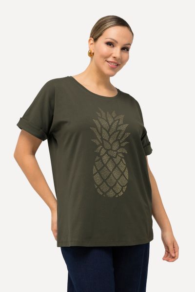 Rhinestone Pineapple Short Sleeve Graphic Tee