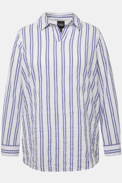 Striped Textured Long Sleeve Blouse