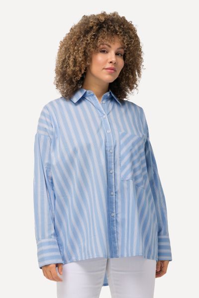 Striped Button-Down Stretch Fit Blouse