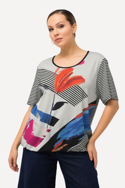 Abstract Patch Print Short Sleeve Tee