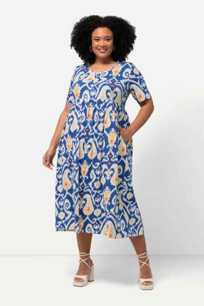 Paisley Print Empire Knit A-line Pocket Dress