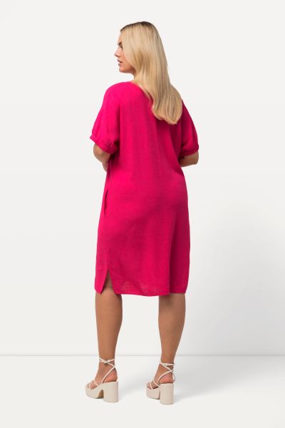 Linen Blend Short Sleeve Dress