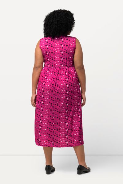 Matte Jersey Dot Print Empire Tank A-line Pocket Dress
