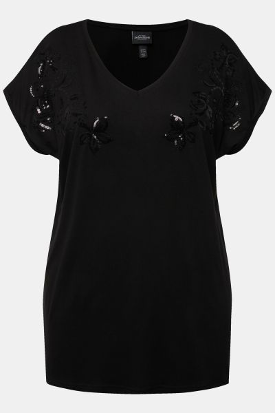 Sequin Embroidered Short Sleeve Tee