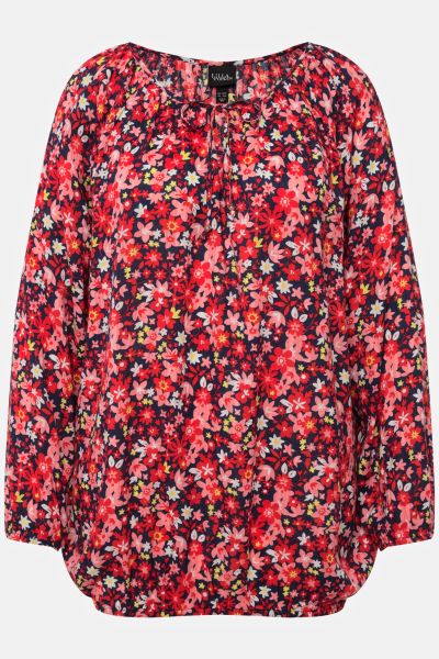 Ditsy Floral Long Sleeve Tunic Blouse