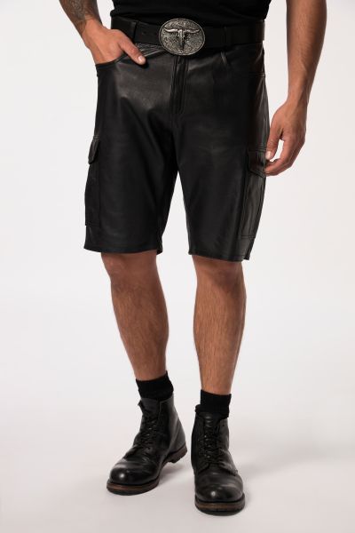 JP1880 leather Cargo Bermuda shorts, leather, lamb Nappa leather, Cargo pockets, up to size 68